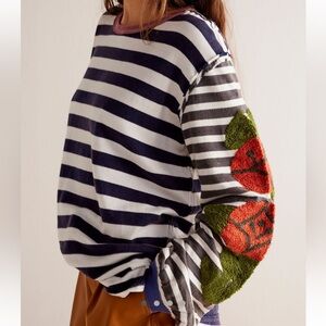 We The Free Striped Long Sleeve Top - Navy, White, Red, Green